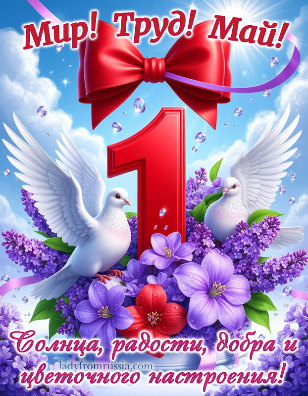 1 мая картинка поздравления бесплатно, открытка с пожеланием солнца, радости, добра