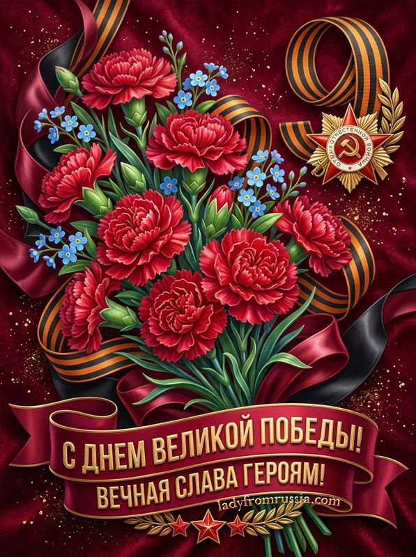 Красивая картинка с Днем Победы, открытка с надписью: с днем великой Победы! Вечная слава героям