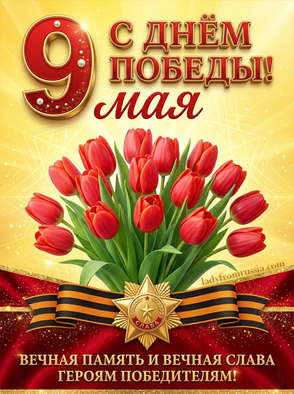 Поздравления с Днем Победы 9 мая открытка, картинка с поздравлением: вечная память и вечная слава героям победителям
