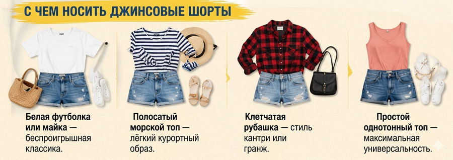 С чем носить джинсовые шорты
